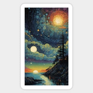 Starry Night Symphony: Van Gogh's Oceanic Overture Sticker